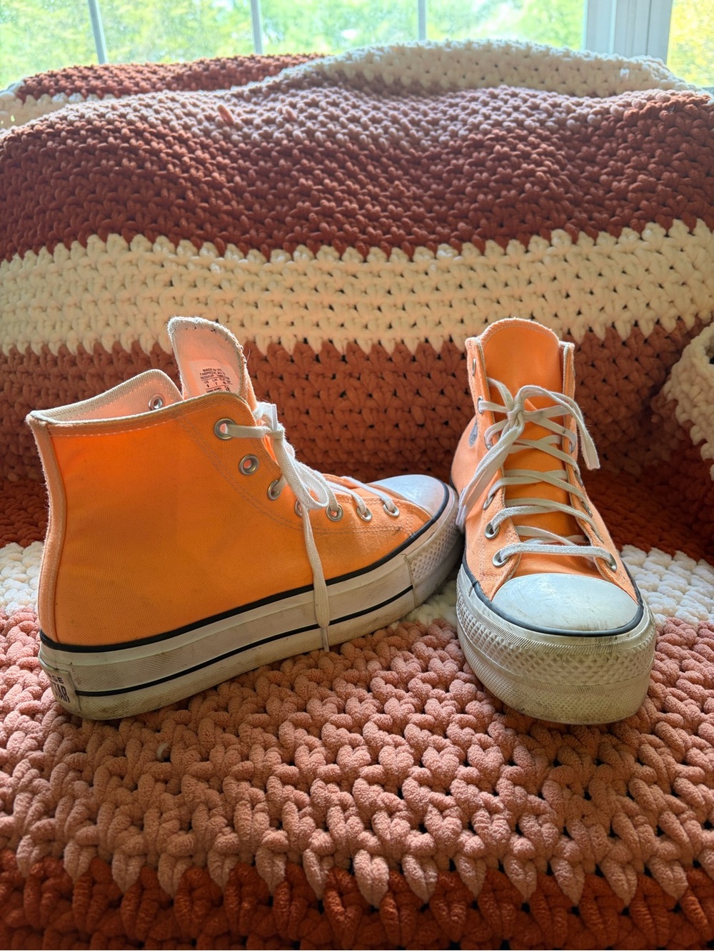 Converse Orange Platform Sneakers